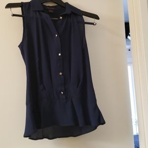 Navy sleeveless blouse